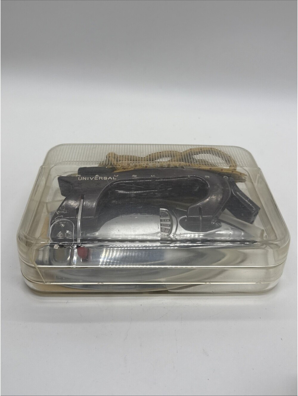 Vintage Universal EA1630 Folding Travel Iron Plastic Case Outer Box Untested